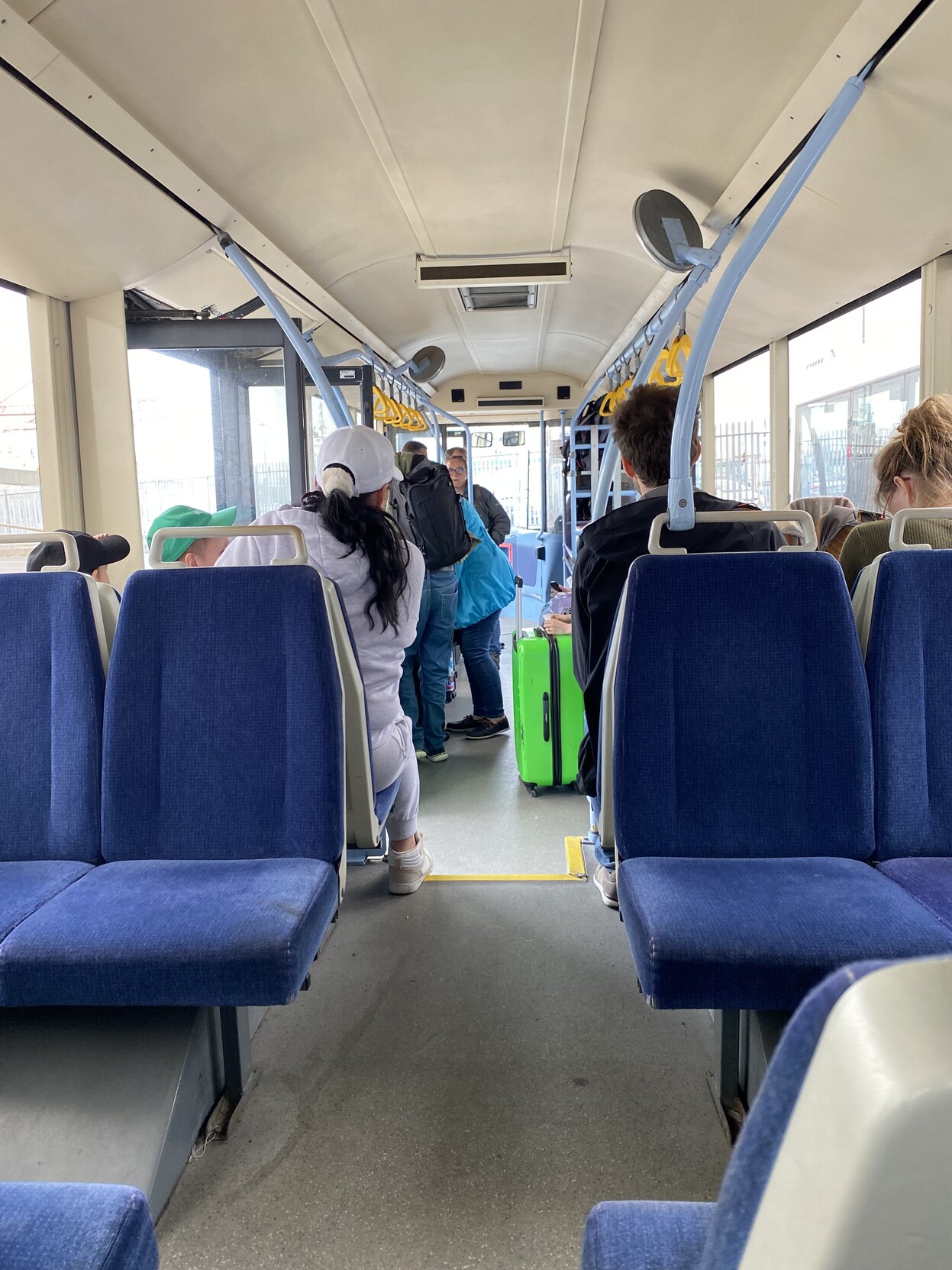 Interior of shuttle bus to ferry