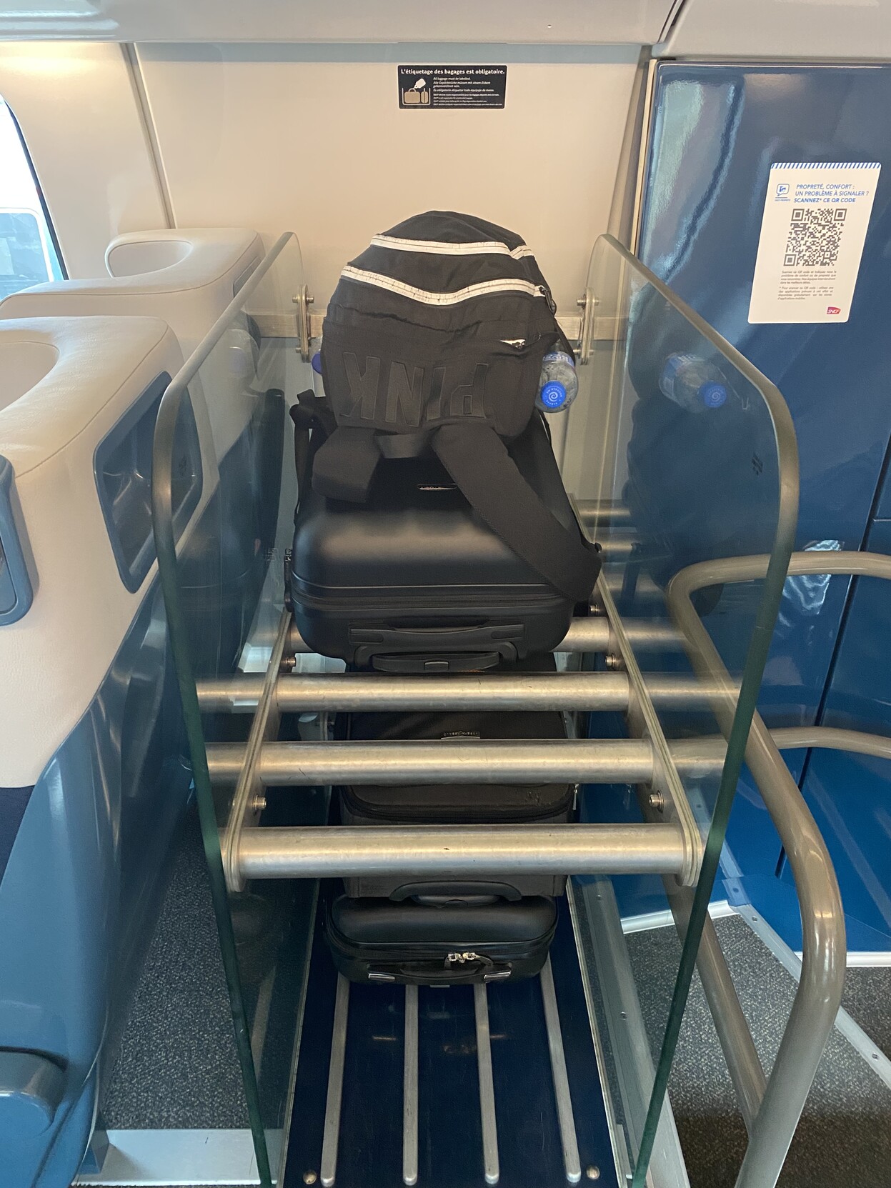 Luggage rack on train